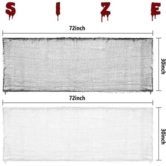 8PCS Halloween Creepy Cloth Decor Black Spooky Giant Cheesecloth-30 x 72 Inch - Picture 2 of 8
